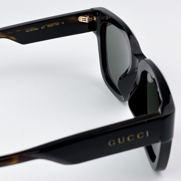 Gucci GG1670SK 001 BRAND NEW Sunglasses Black Havana Grey Unisex Square main image 4